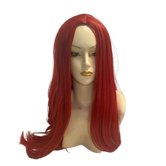 MORTICIA Women’s Long Synthetic And Human Hair Fiber Wig Red Orange - Picture 2 of 12